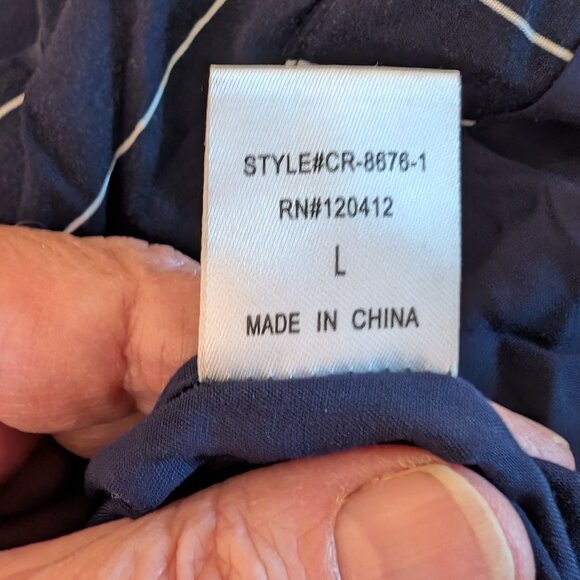 Cotton Candy LA Stevie Navy Striped Apron Tie Back Jumpsuit  Size Large - Picture 8 of 12